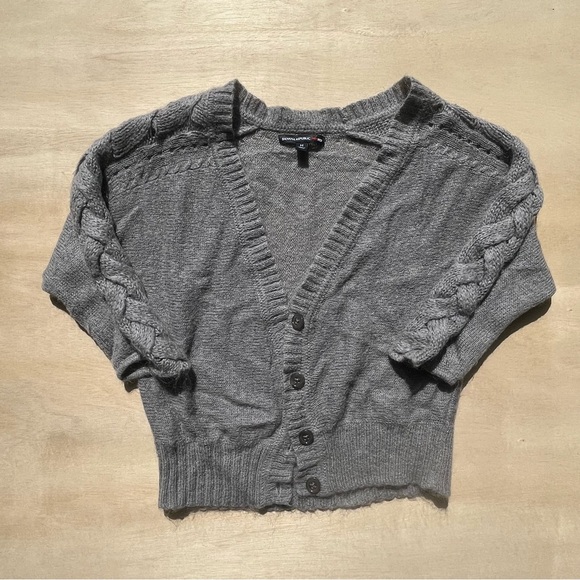 Banana Republic Mad Men Grey Crewneck Cardigan Button Up 3/4 Sleeve Casual Comfy - Picture 1 of 10